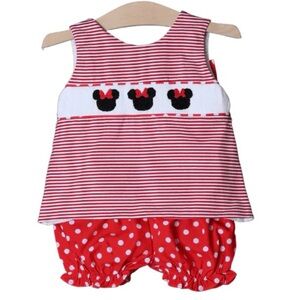 Smocked Flamingo Minnie Mouse set